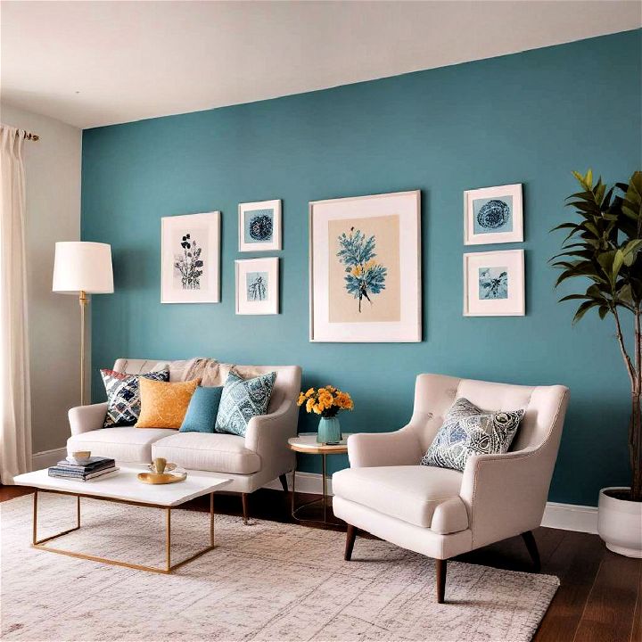 turquoise accent wall for blue room