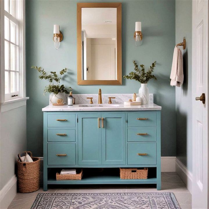 turquoise blue bathroom vanity