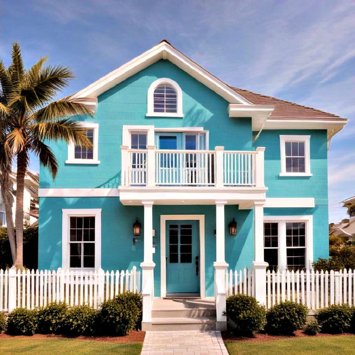 turquoise with white trim for a coastal charm