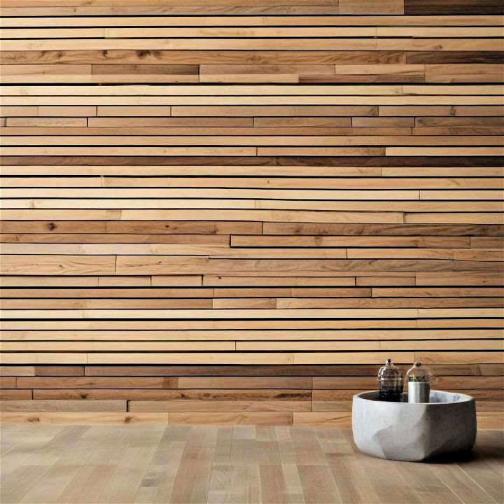 two tone wood slat accent wall