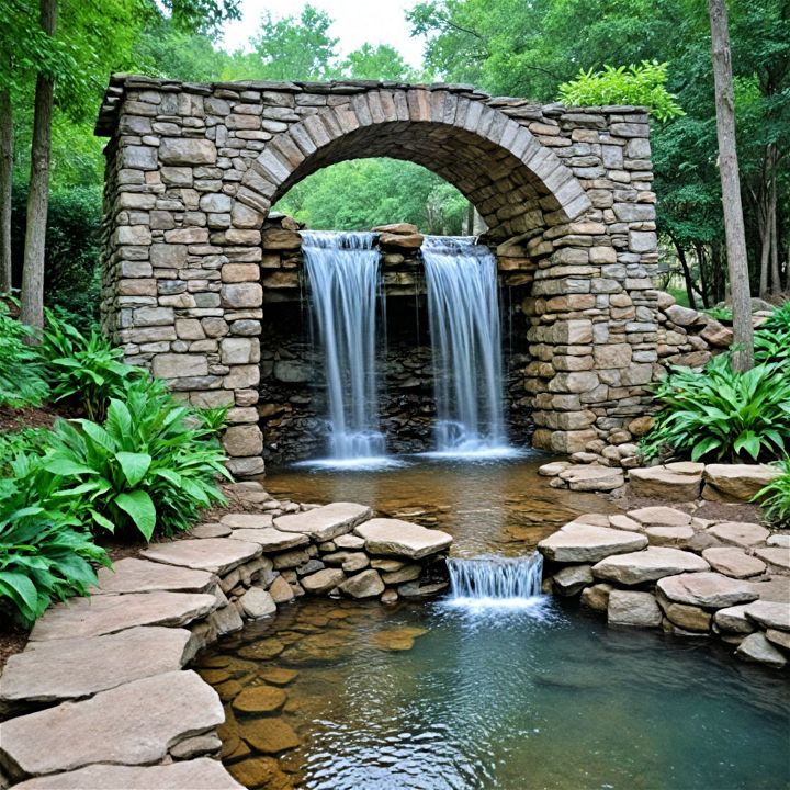 unique and dynamic arching waterfall