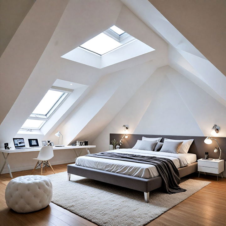 unique futuristic themed attic bedroom