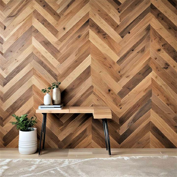 unique geometric wood slat pattern wall