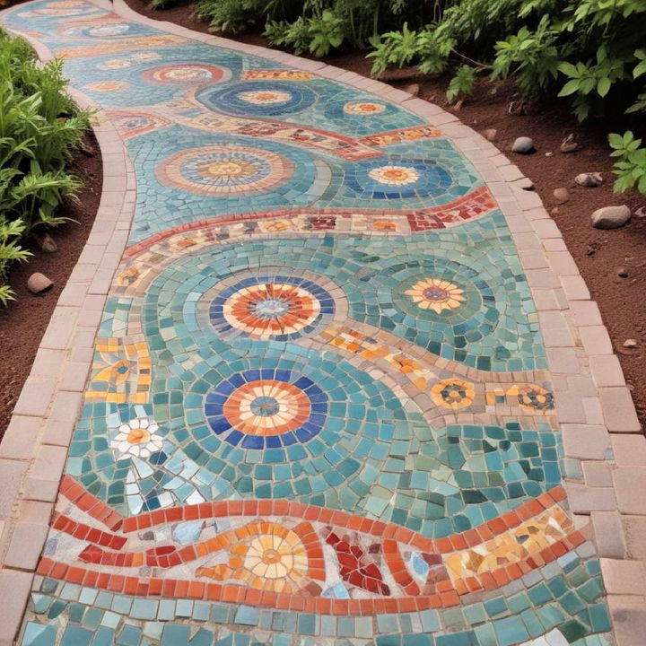 unique mosaic walkway art