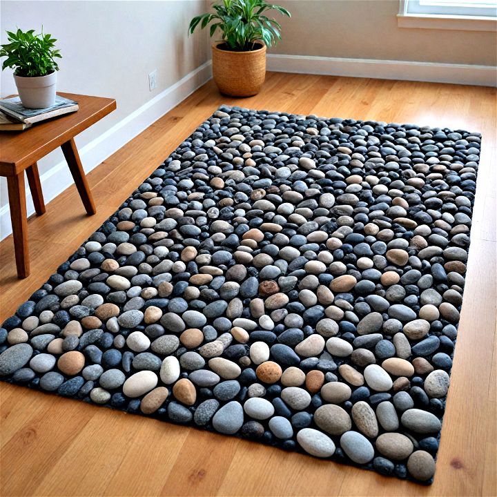 unique pebble mat for an earthy bedroom