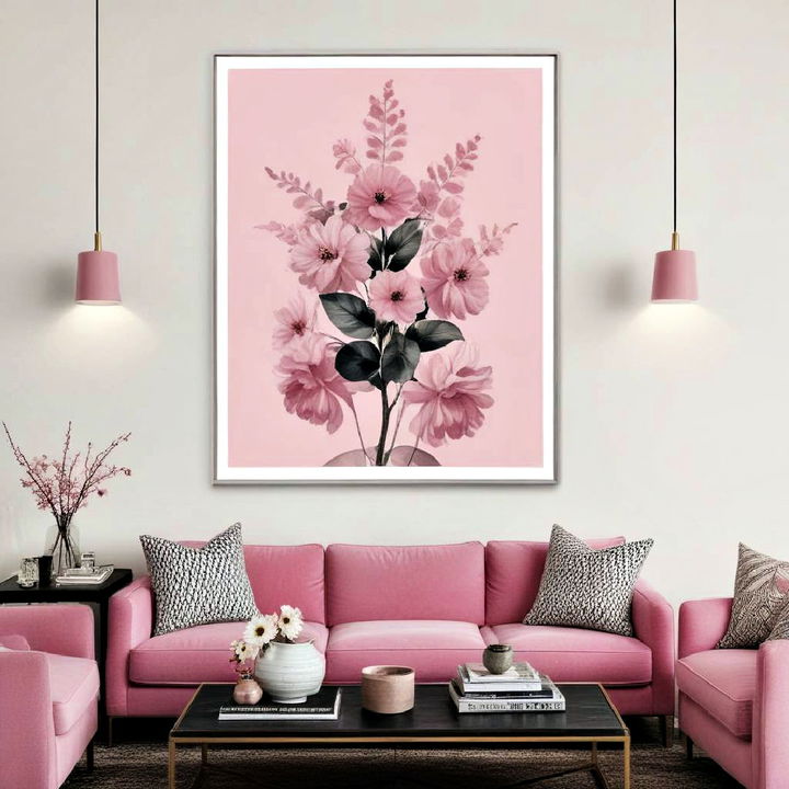 unique pink artwork for living room