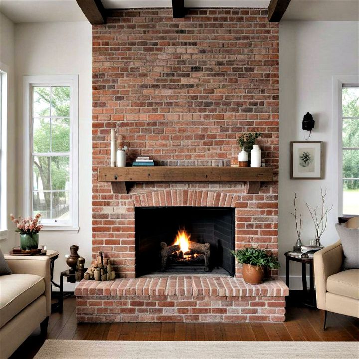 unique reclaimed brick fireplace