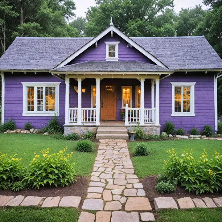 unique rustic purple farmhouse exterior