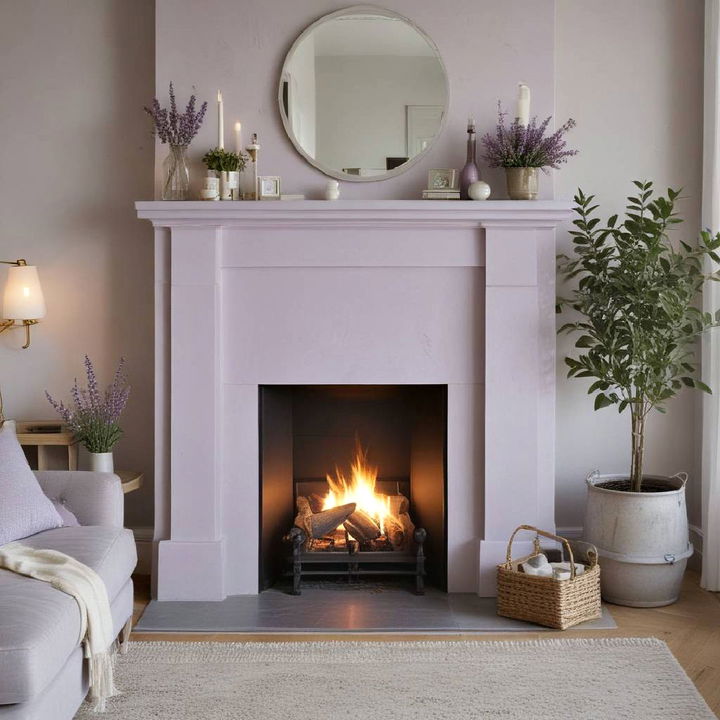 unique soft lavender fireplace