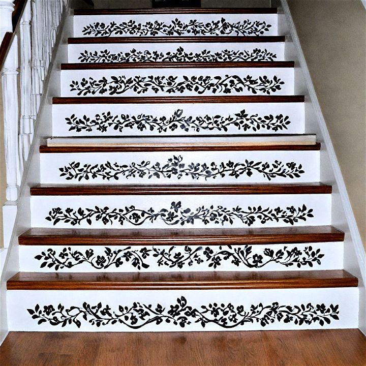 unique stenciled stair riser