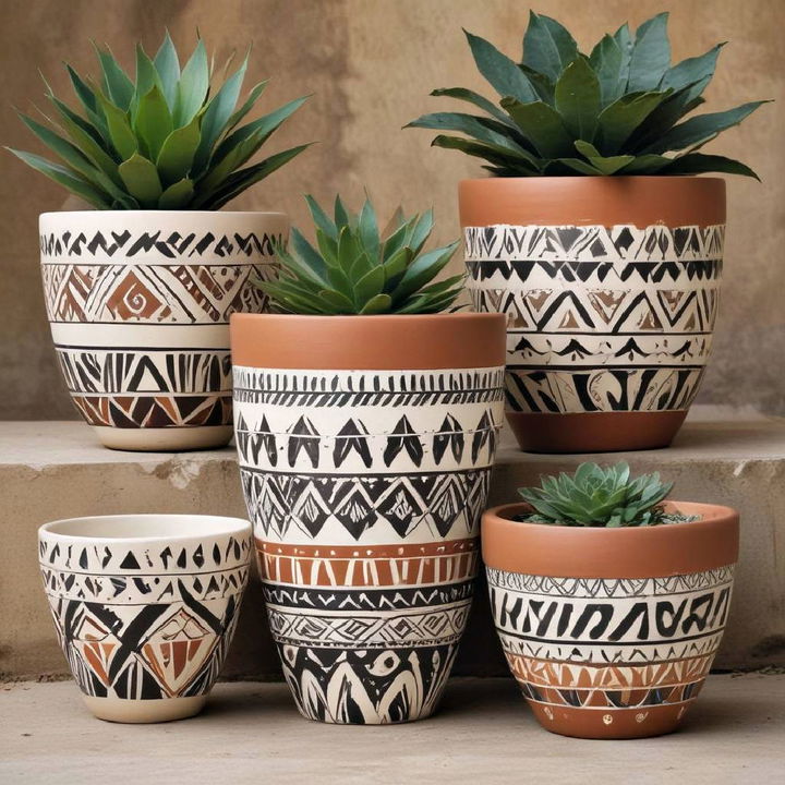 unique tribal marks pots