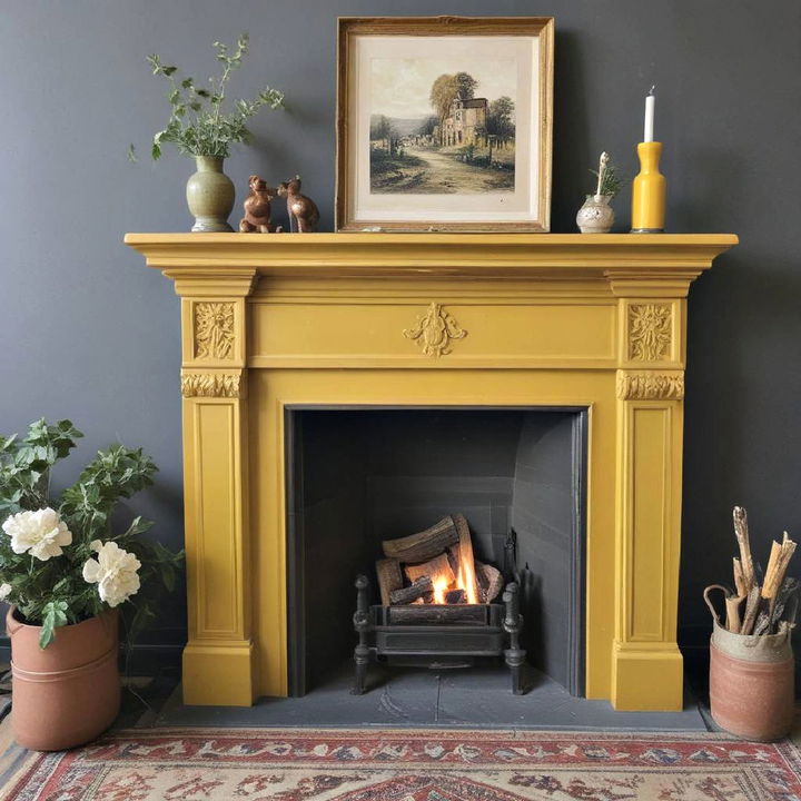 unique vintage mustard fireplace