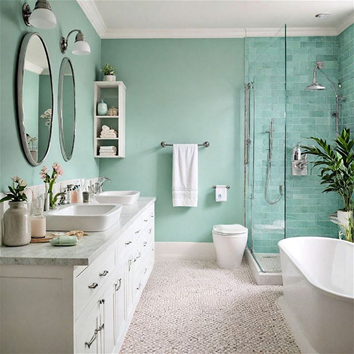 use soft pastel paint for a serene bathroom