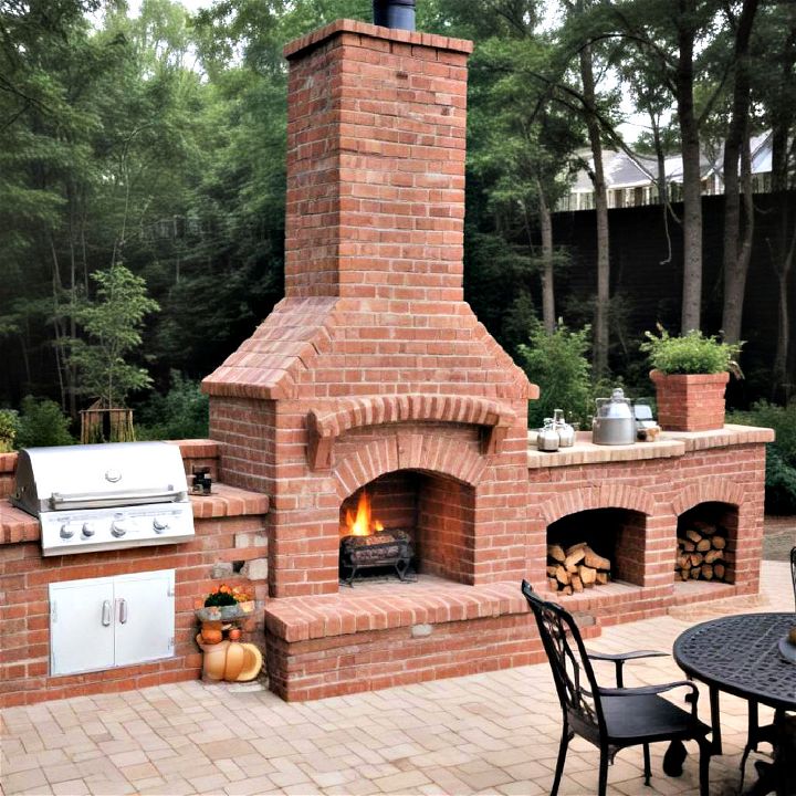 versatile outdoor brick fireplace built in grill