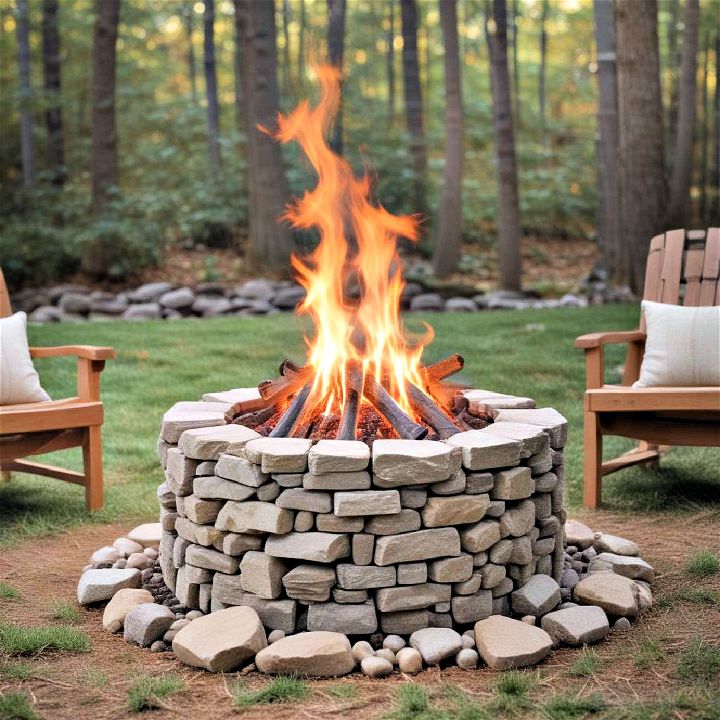 vertical stone fire pit