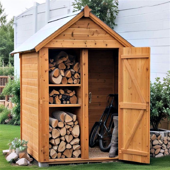 vertical wood storage shed