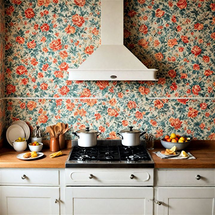 victorian inspired wallpaper for kitchen decor