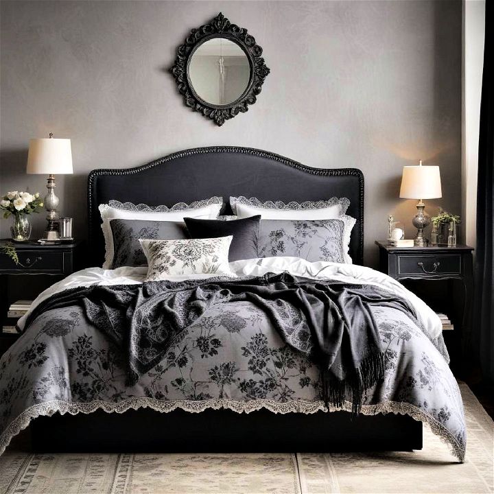 vintage allure black and grey bedroom