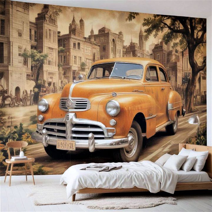 vintage car mural