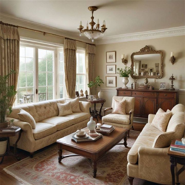vintage charm sunken living room