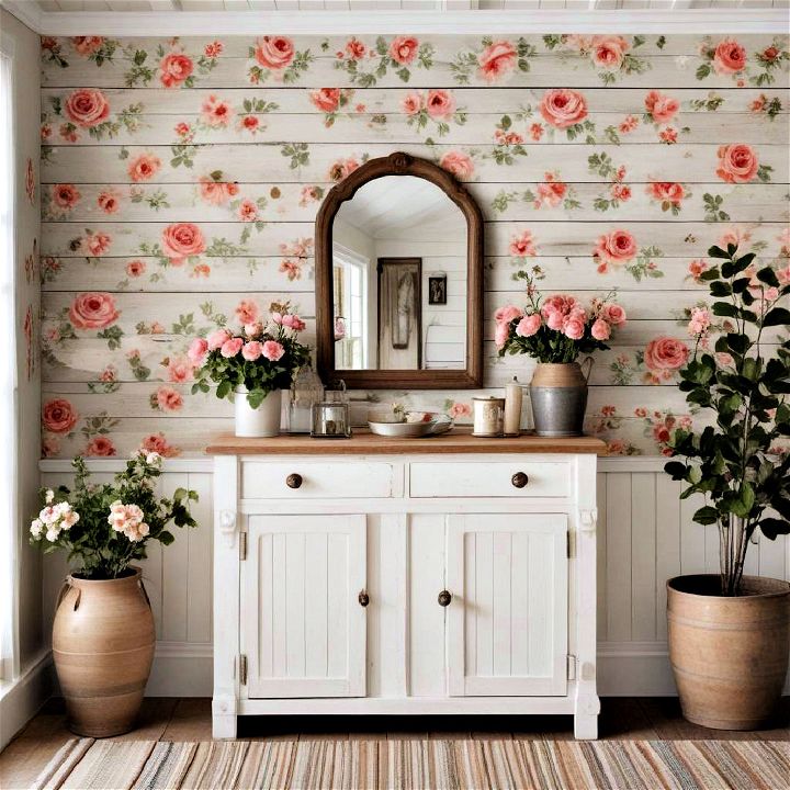 vintage cottage shiplap accent wall