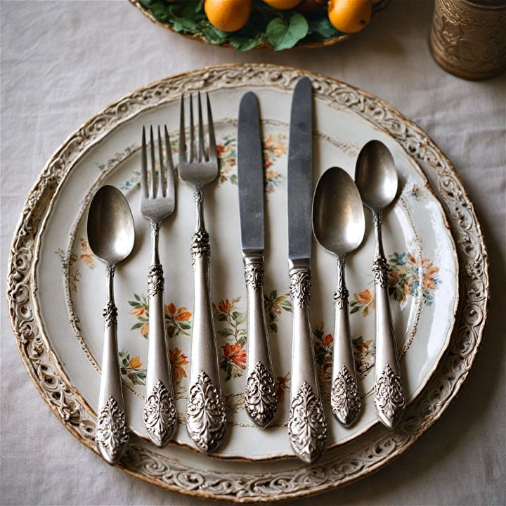 vintage flatware for thanksgiving table decor