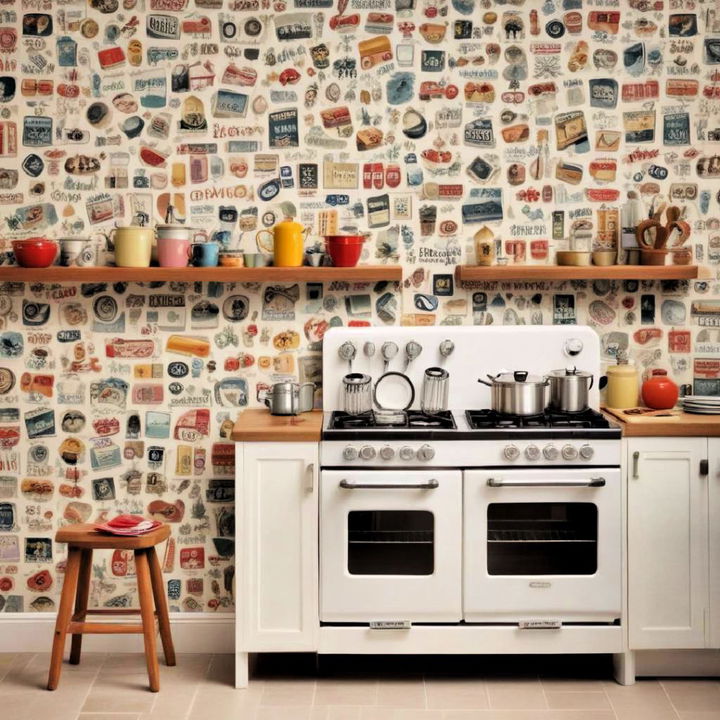 vintage kitchen themed wallpaper