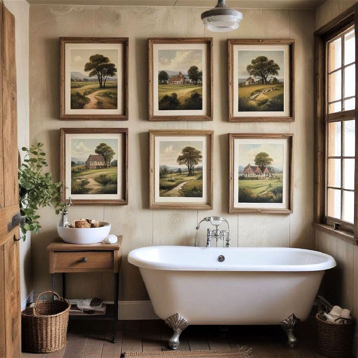 vintage prints for country style bathroom