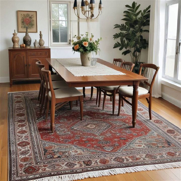 vintage rugs for dining area