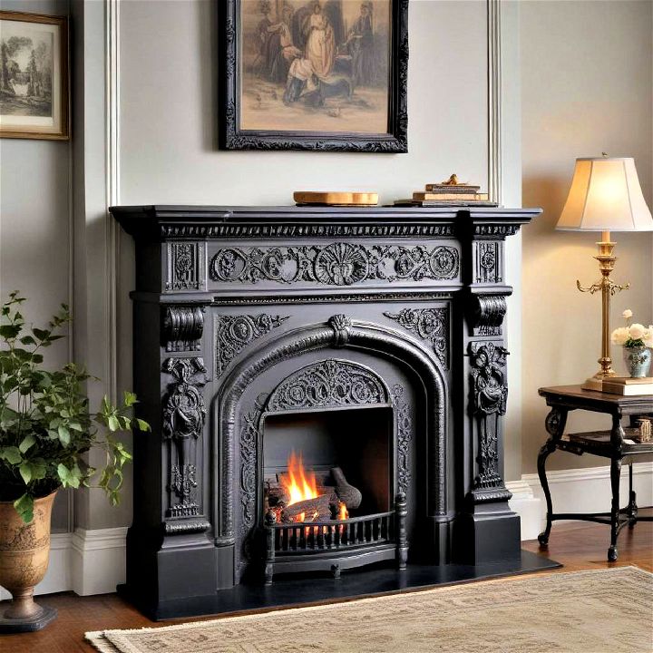 vintage victorian black fireplace