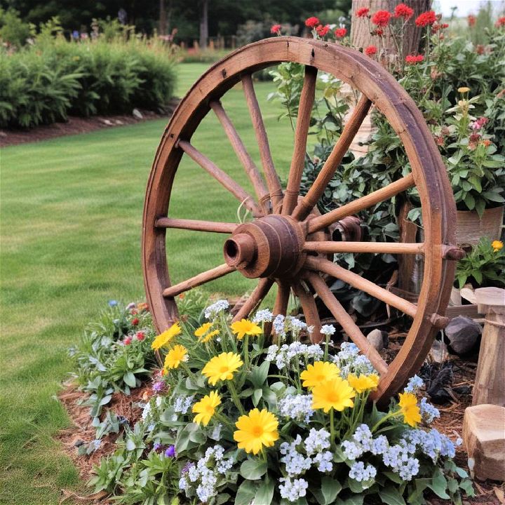 wagon wheel garden decoration