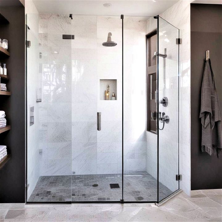 walk in shower with glass walls