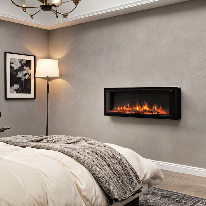 wall mounted fireplace or smaller bedroom