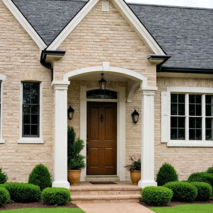 warm and classic beige painted brick house