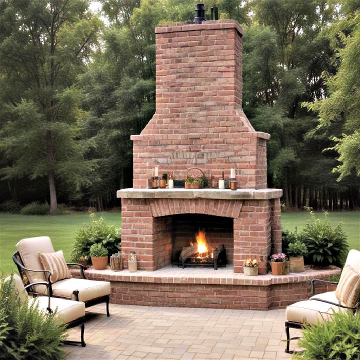warmth and ambianc outdoor brick fireplace