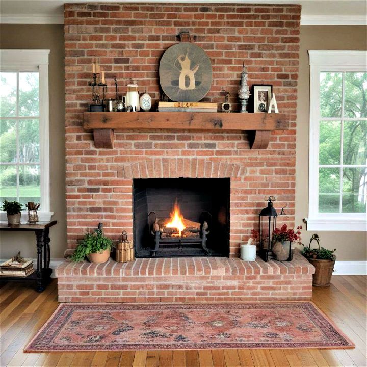 warmth and texture with a brick hearth rug