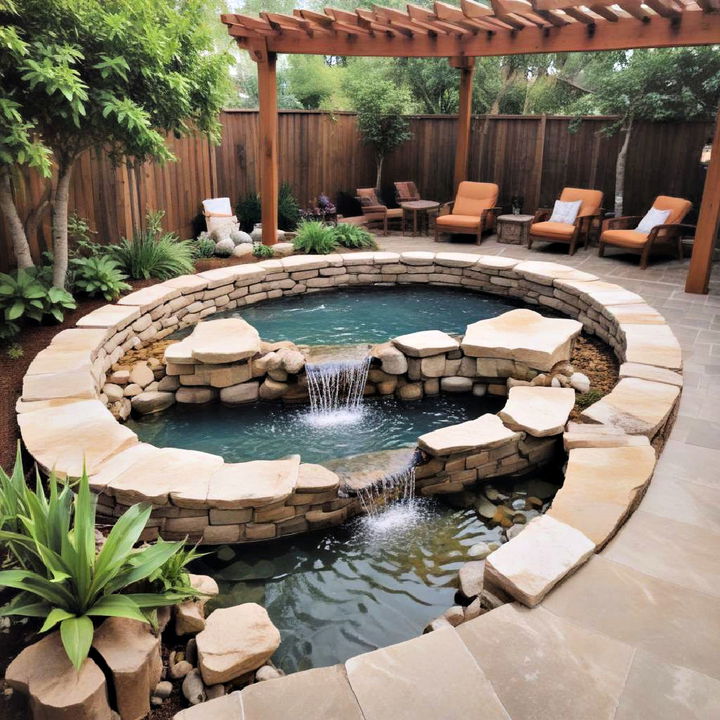 water feature with outdoor living room