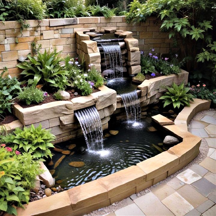 water features on a slope for soothing ambiance