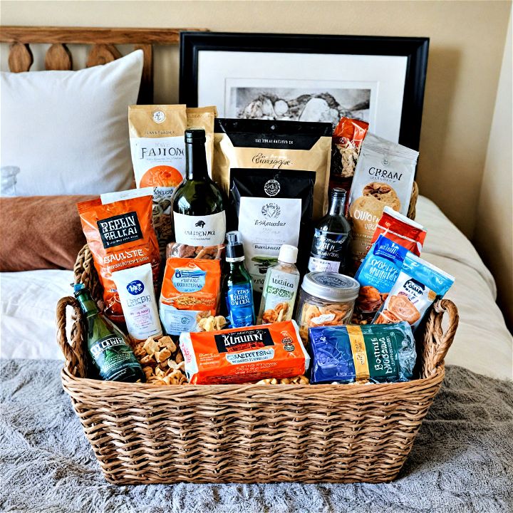 welcome basket to make guests feel at home