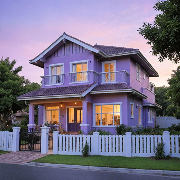 whimsical and playful purple bungalow