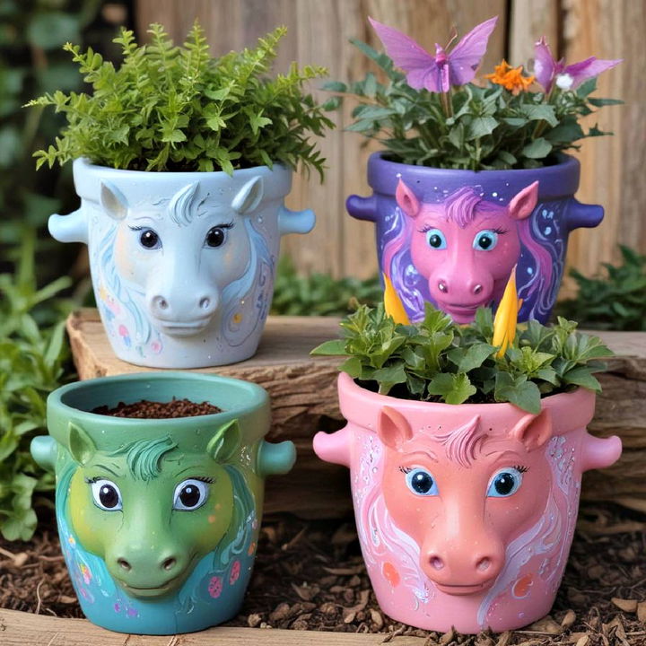 whimsical creatures pots