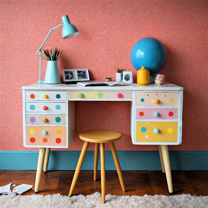 whimsical playful polka dot desk