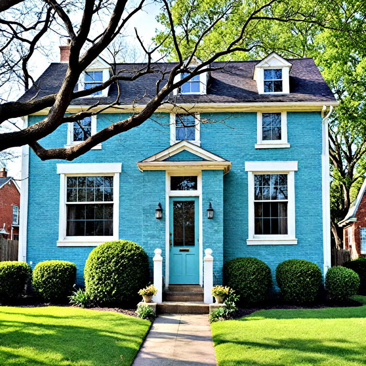 whimsical robin s egg blue painted house