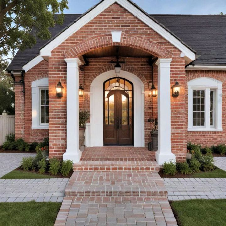 white and brick elements home exterior