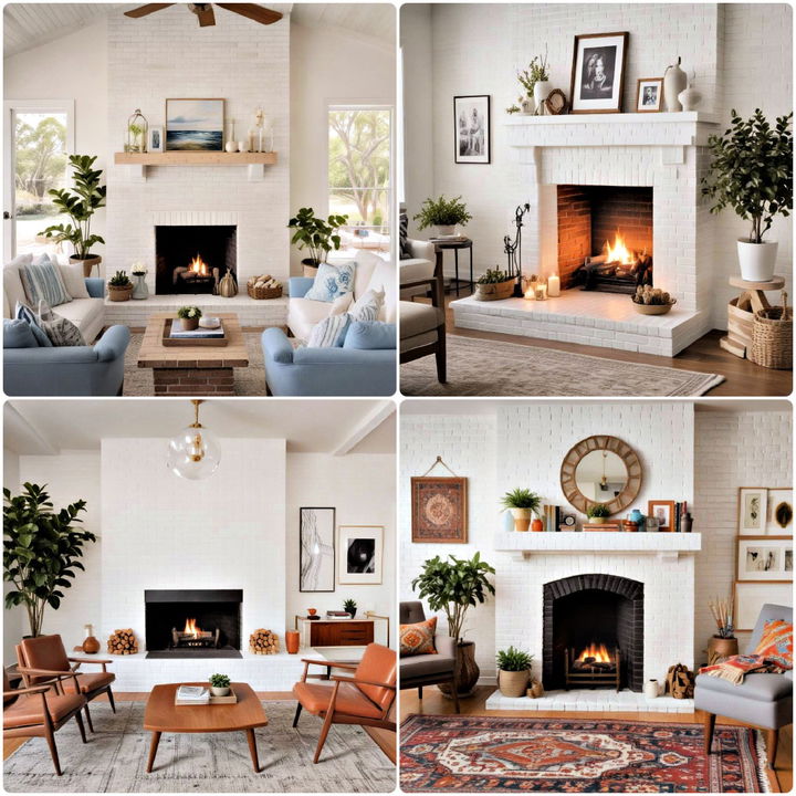 white brick fireplace ideas