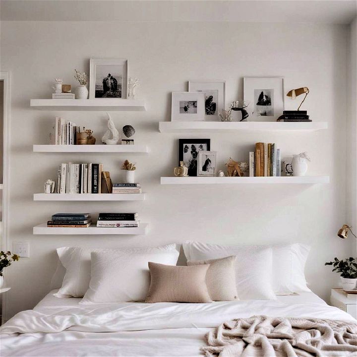 white floating shelves idea