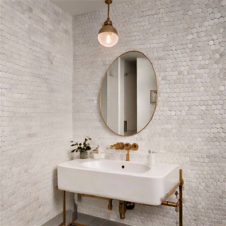 white penny tile bathroom