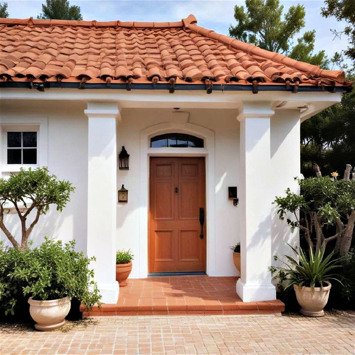 white walls with terracotta roof tiles