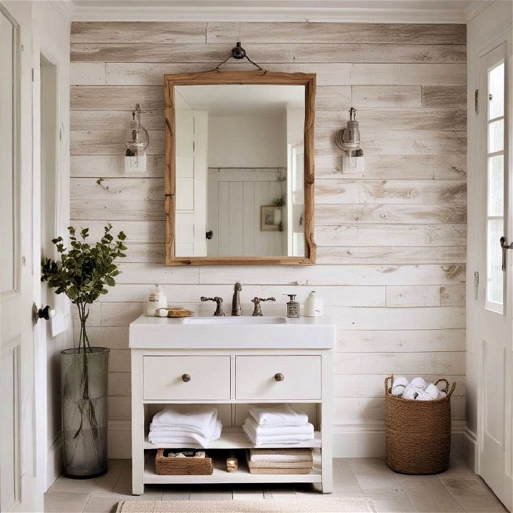 whitewashed wall country style bathroom