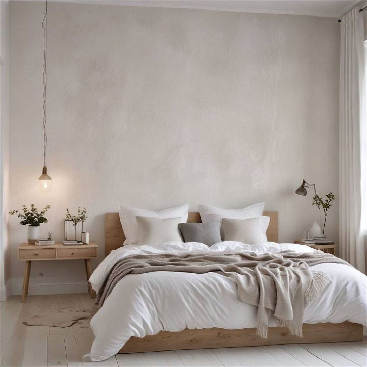 whitewashed walls scandinavian bedroom